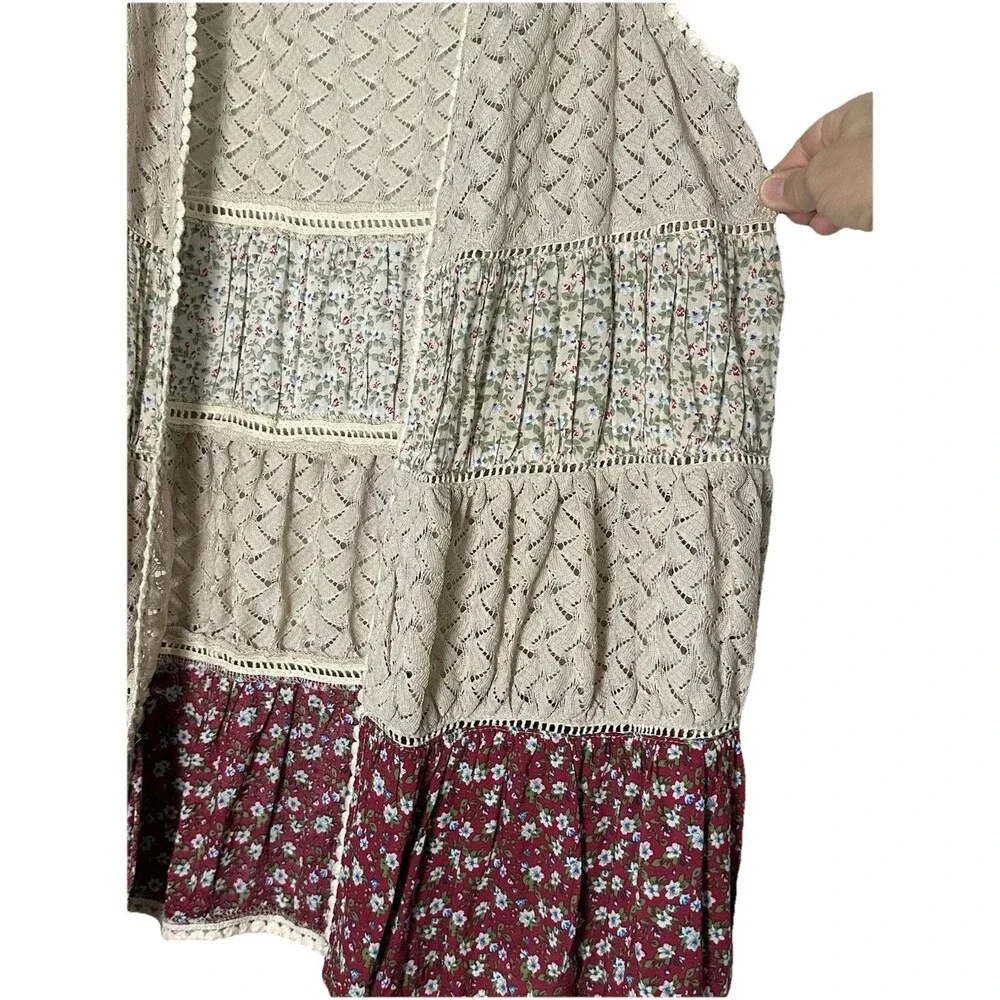 Boho Open Floral Panels Vest Women S Mixed Fabric Festival Fairy Forest Indie